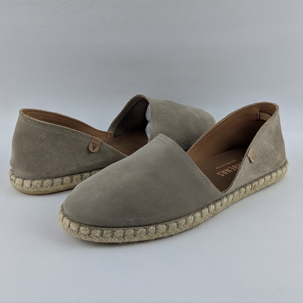 Verbenas Espadrilles Carmen Suede Leather Closed Toe Stone EU40 US 9 NWOB